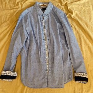 Button Down Dress Shirt - Denim & Flower
